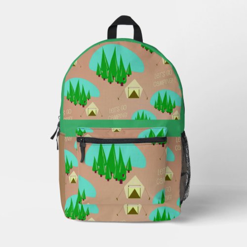 Retro Style Kitschy Camping Illustration Pattern Printed Backpack