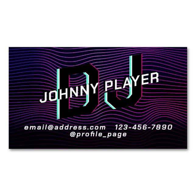 Retro style line pattern DJ  Business Card Magnet (Front)