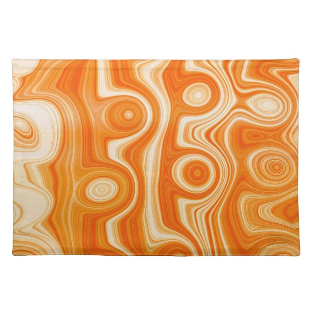 Retro Style Liquid Swirl Trendy and Cute Orange  Cloth Placemat (Front)