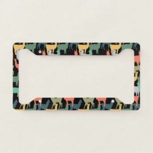 Retro Style Llama Pattern Vintage Alpaca Pink License Plate Frame