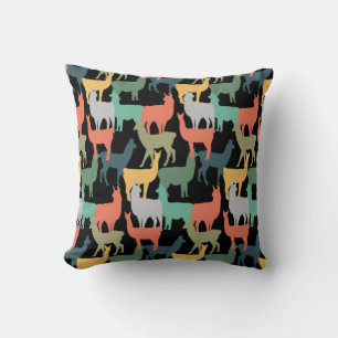 Retro Style Llama Pattern Vintage Alpaca Pink Throw Pillow
