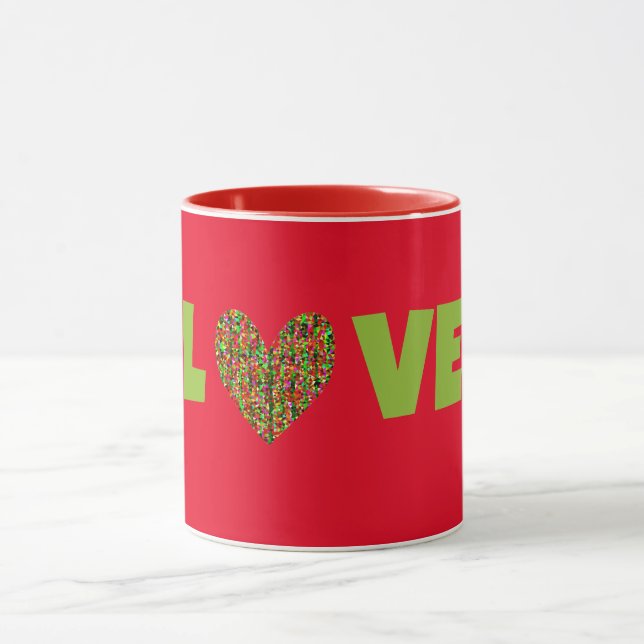 Retro Style Love and Heart on Red Mug Cup (Center)