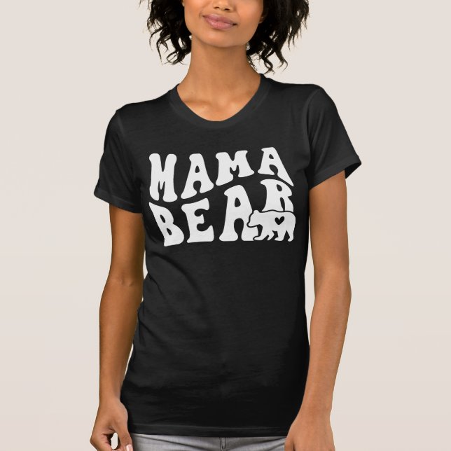 Retro Style Mama Bear, Mommy & Cub T-shirt (Front)