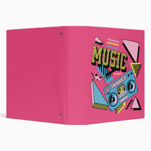 Retro style music boombox design 3 ring binder