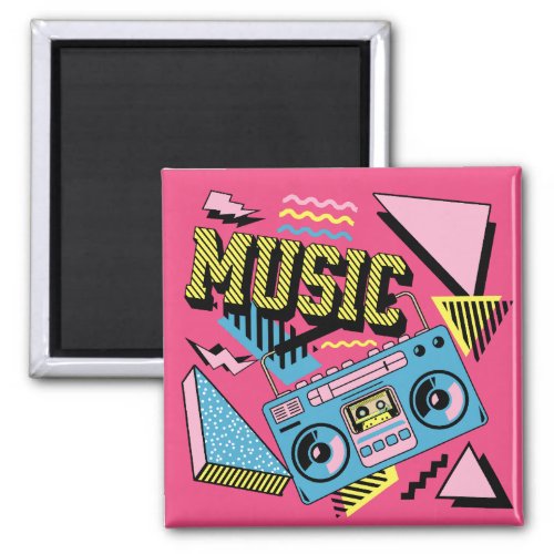 Retro style music boombox design magnet