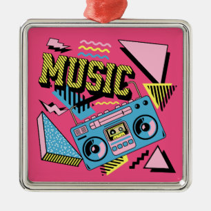 Retro style music boombox design metal ornament