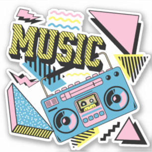 Retro style music boombox design sticker