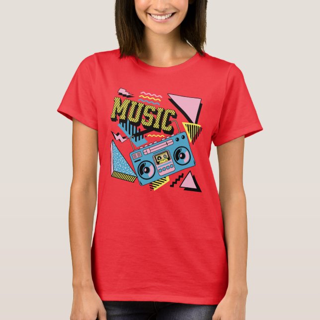 Retro style music boombox design T-Shirt (Front)