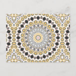 Retro Style Mustard Yellow and Black Medallion Postcard