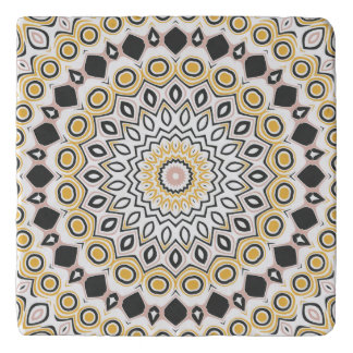 Retro Style Mustard Yellow and Black Medallion Trivet