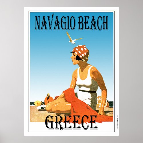 Retro Style Navagio Beach Greece Poster