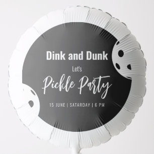 Retro Style Neon Black Themed Pickleball Birthday Balloon