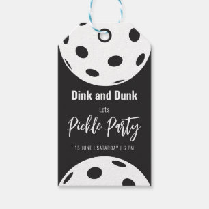 Retro Style Neon Black Themed Pickleball Birthday Gift Tags