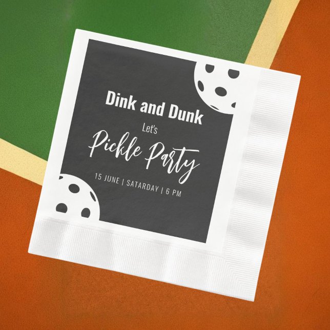 Retro Style Neon Black Themed Pickleball Birthday Napkins (Creator Uploaded)