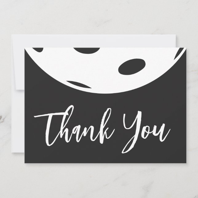 Retro Style Neon Black Themed Pickleball Birthday Thank You Card (Front)
