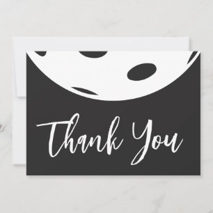 Retro Style Neon Black Themed Pickleball Birthday Thank You Card