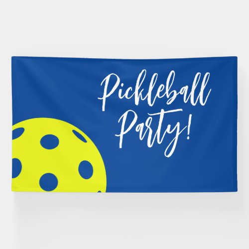 Retro Style Neon Blue Themed Pickleball Birthday Banner