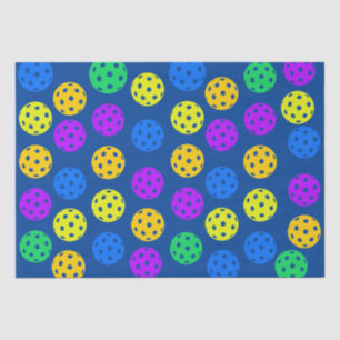 Retro Style Neon Blue Themed Pickleball Birthday Tissue Paper