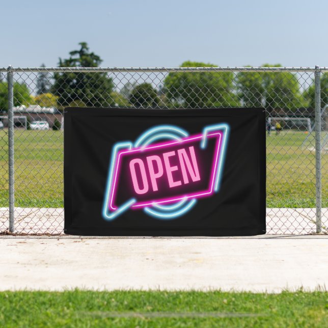 Retro-Style Neon Open Sign Outdoor Banner (Insitu)