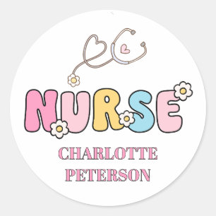 Retro Style Nurse Classic Round Sticker