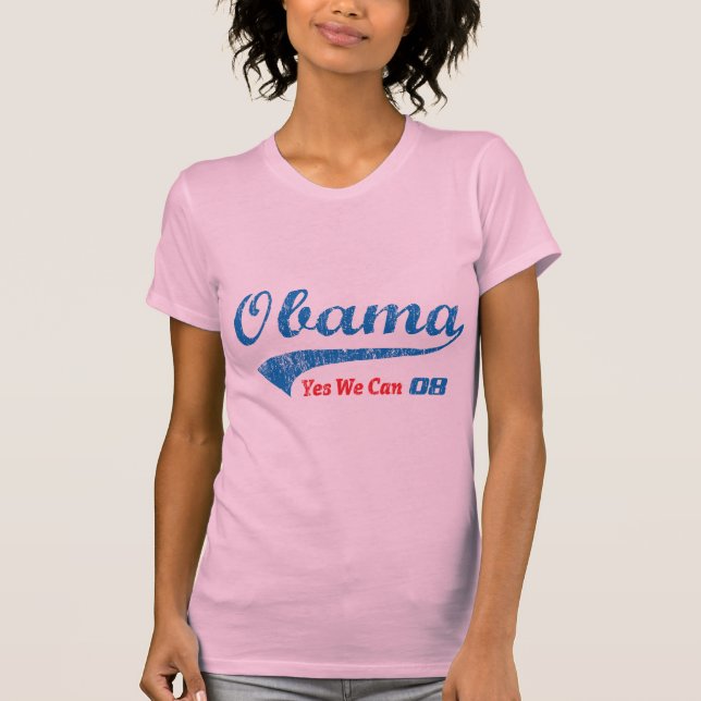 Retro Style Obama "Yes We Can" T Shirt (Front)