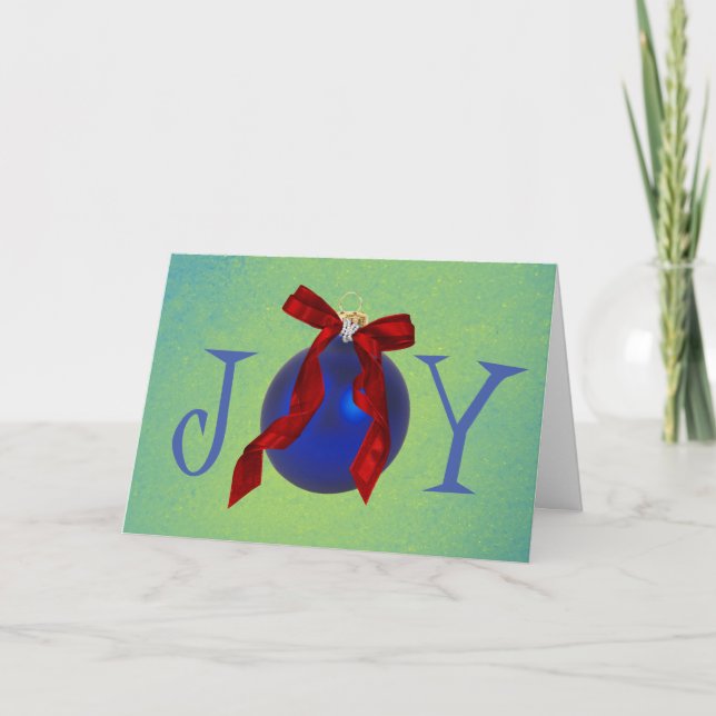Retro Style Ornament Joy Christmas Holiday Card (Front)