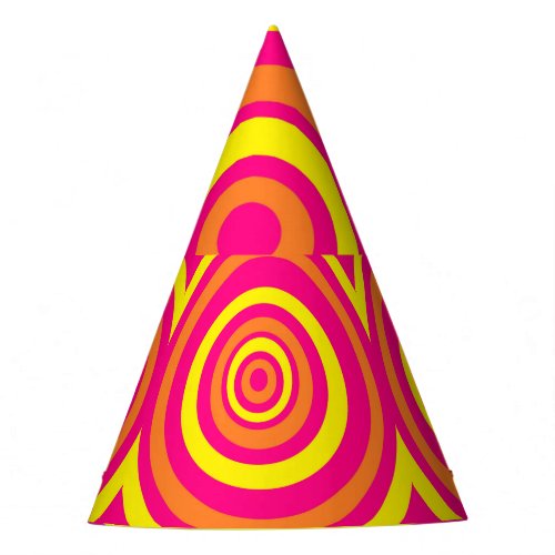 Retro Style Party Hat With Orange Hot Pink Yellow