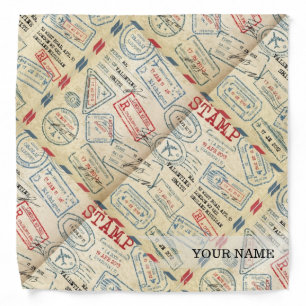 Retro Style Passport Stamps Personalized Gift Bandana