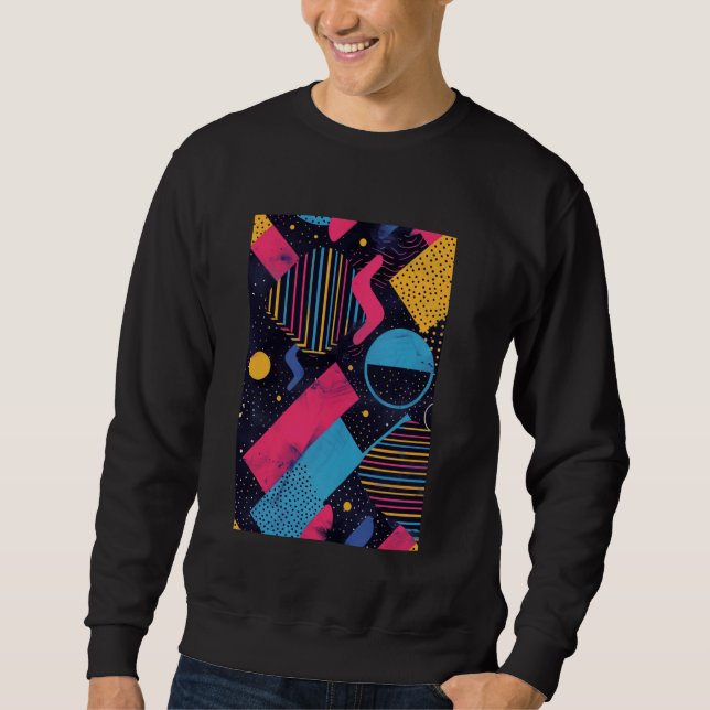 Retro Style Pattern Art Synthwave 80s Sweatshirt (Front)