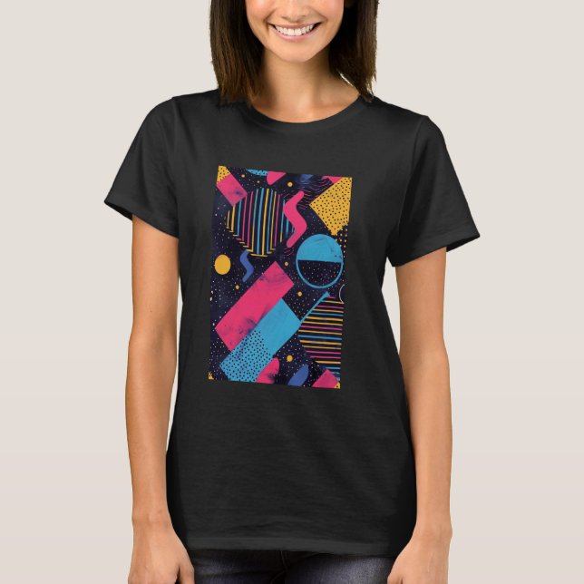 Retro Style Pattern Art Synthwave 80s T-Shirt (Front)