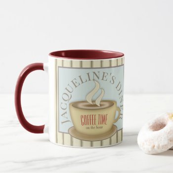 Retro Style Personalized Cafe Diner Mug by LaBoutiqueEclectique at Zazzle