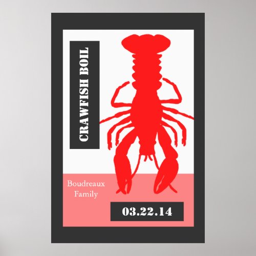 Retro Style Personalized Crawfish  Lobster Poster