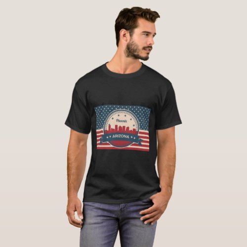 Retro Style Phoenix Arizona Skyline T_Shirt