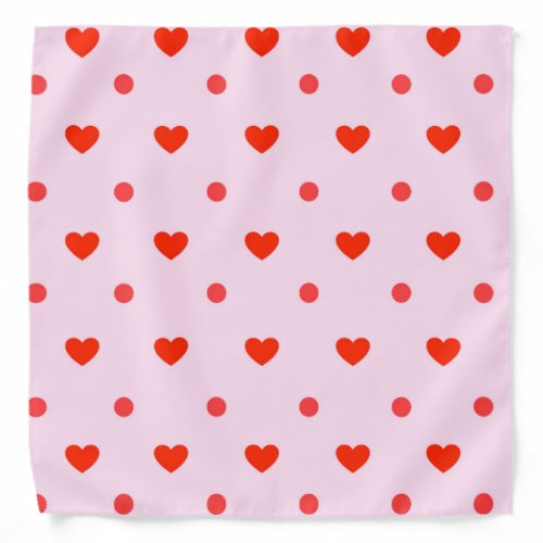 Retro Style Pink and Red Heart Spot Print Bandana