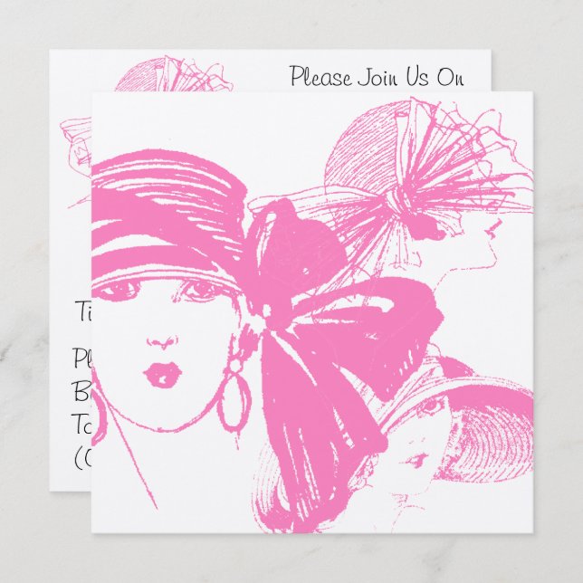 Retro Style Pink Lady Cocktail Party Invitations (Front/Back)