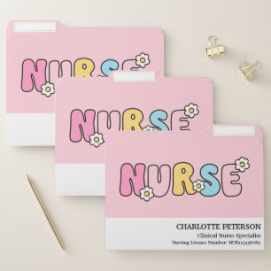 Retro Style Pink Nurse File Folder