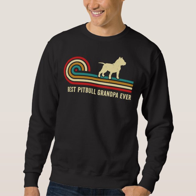 Retro Style Pitbull Grandpa Pittie Grandpa Pit Bul Sweatshirt (Front)
