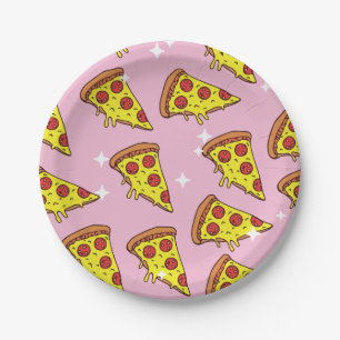 Retro Style Pizza Slices Seamless Pattern Paper Plates