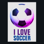 Retro Style Pop Art Basketball Motivational Soccer Poster<br><div class="desc">I Love Soccer Popular Sports - Soccer / Football Motivational Artworks</div>
