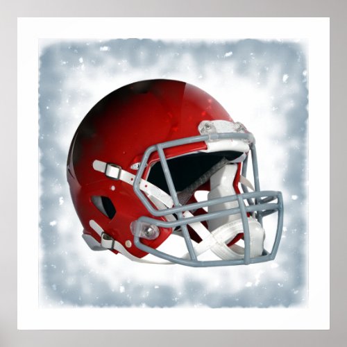 Retro Style Pop Art Red Football Helmet Poster