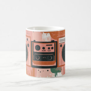 Retro-style portable radio cassette players coffee mug