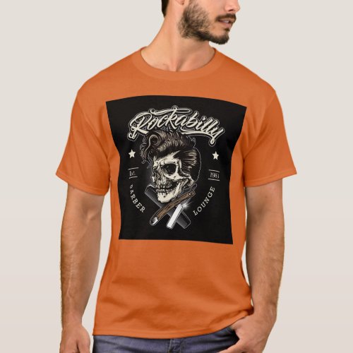 Retro Style Rockabilly Barber Lounge T_Shirt