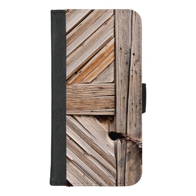 Retro Style - Rustic Wooden Door iPhone Wallet Case (Front)