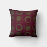 Retro Style Sage Circles On Burgundy Background Throw Pillow at Zazzle