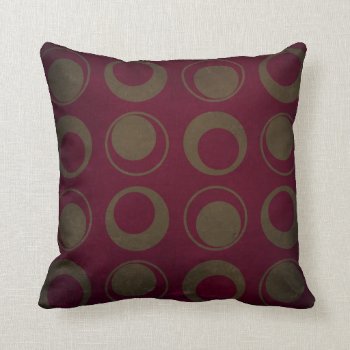 Retro Style Sage Circles On Burgundy Background Throw Pillow by IBadishi_Digital_Art at Zazzle