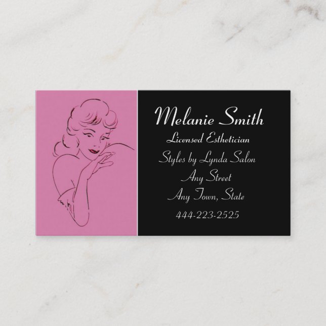 Retro Style Salon Esthetician Business Card (Front)