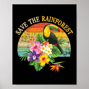 Retro Style Save The Rainforest Earth Day Gift Poster