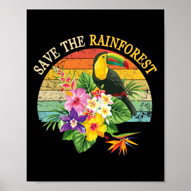 Retro Style Save The Rainforest Earth Day Gift  Poster (Front)