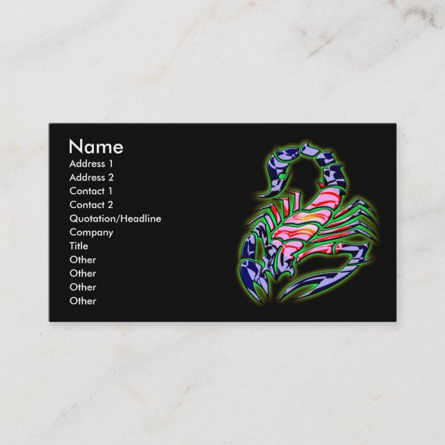 RETRO STYLE SCORPION BUSINESS CARDS (Front)
