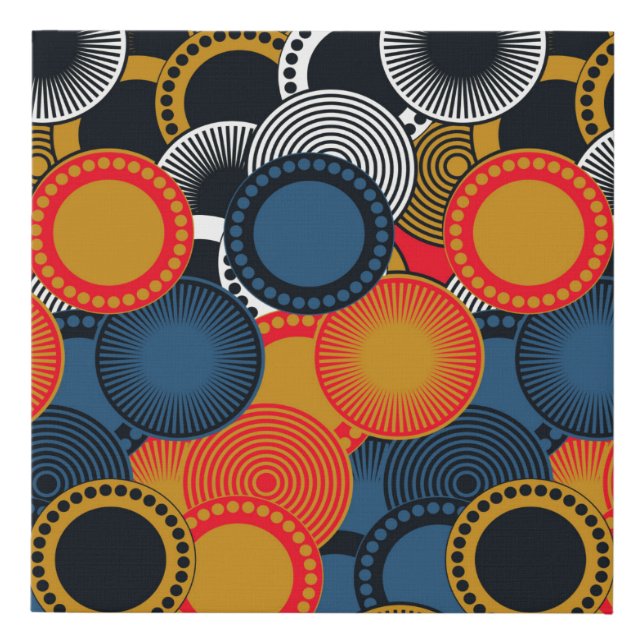 retro style seamless pattern geometric circles in  faux canvas print (Front)
